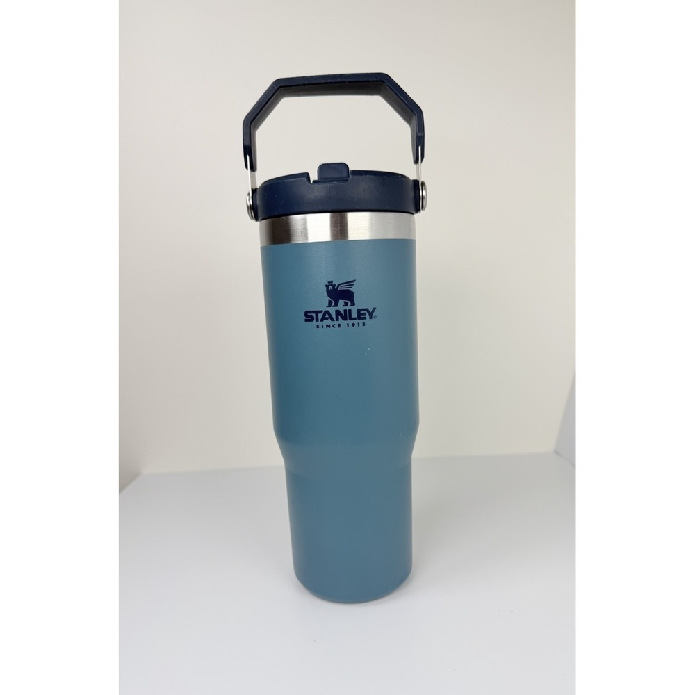 Stanley IceFlow 30oz Tumbler Blue Flip Straw Handle Insulated Cup Used